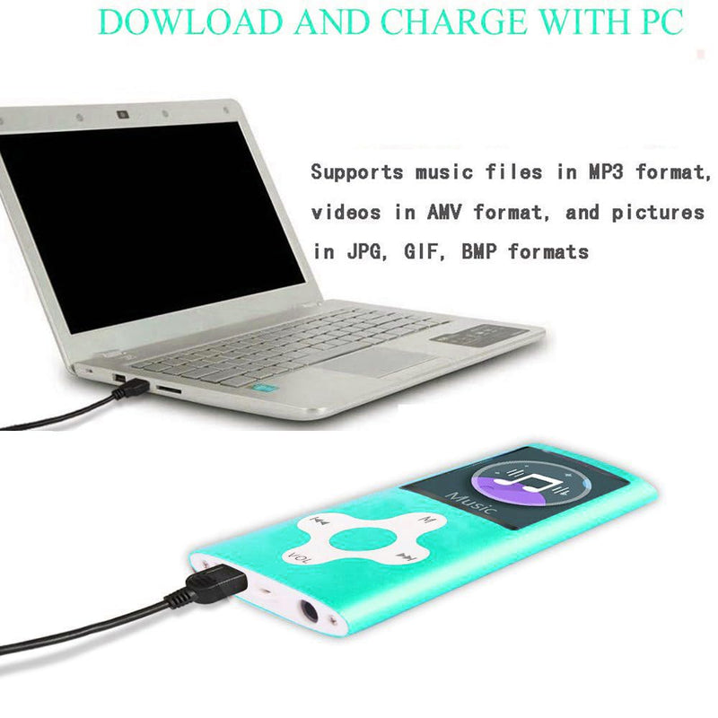 Mp3 Player,Music Player with a 16 GB Memory Card Portable Digital Music Player/Video/Voice Record/FM Radio/E-Book Reader/Photo Viewer/1.8 LCD (Sky Blue) Sky Blue