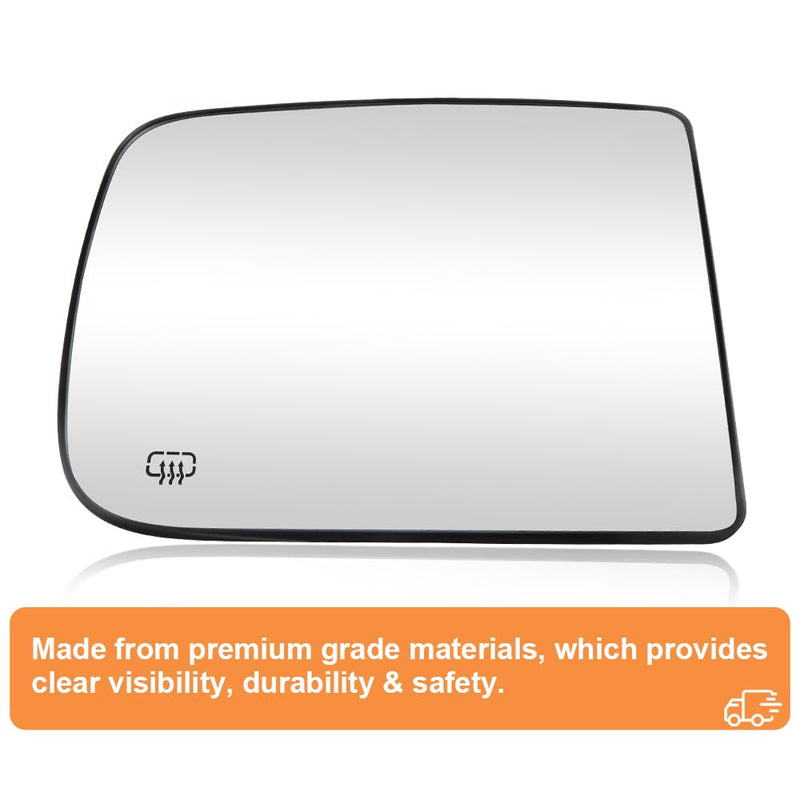 Senzeal Passenger Side Tow Mirror Glass Heated Tow Mirrors Replacement for Dodge Ram 1500 2500 3500 4500 5500 2009-2020 Convex Mirror with Rear Holder 68067726AA (Right Side) Passenger Side with Upper (Right)