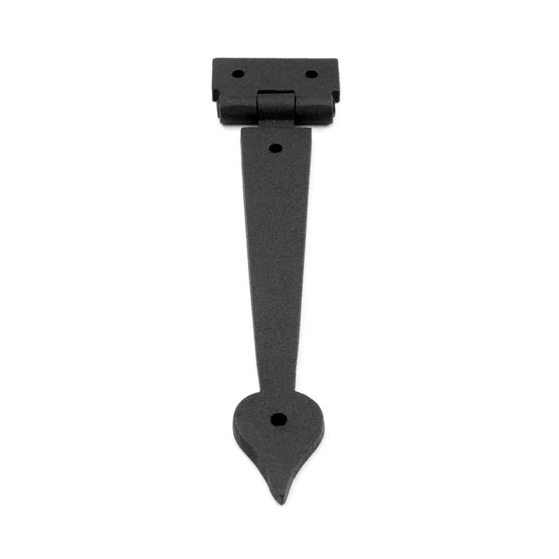 Renovators Supply Manufacturing Black Wrought Iron Strap Hinge Pair 7.38 Inch Spear Tip Colonial Cabinet Door Gate Hardware Flush Mount Rust Resistant Pack of 1