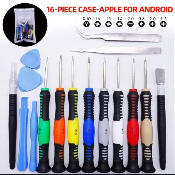 16 in 1 16-Piece Precision Screwdriver Set Repair Tool Kit Compatible Samsung, iPhone, iPad, Computers, Laptops and Other Devices