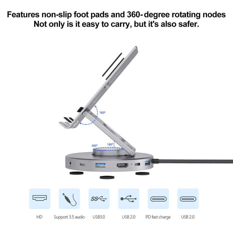 Docking Station for Steam Deck/ROG Ally/Legion Go - 6-in-1Steam Deck Dock with HDMI 2.0 4K@60Hz, 3.5mm Audio and USB-C PD 100W Speed Charging for iPad,Steam Deck,ROG Ally,Phone 6 in 1