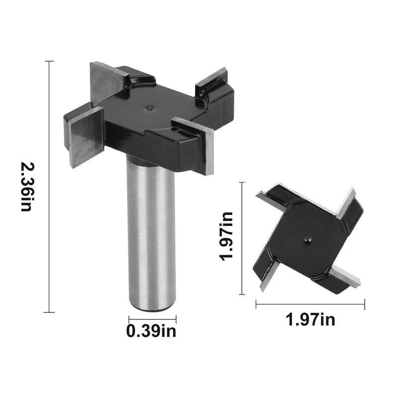 CNC Spoilboard Surfacing Router Bits 1/4" & 1/2" Shank 2 Pieces | 1 inch Cutting Diameter, 2 inch Cutting Diameter, Slab Flattening, Carbide 1/4 Shank 1Diameter+1/2 Shank 2Diameter