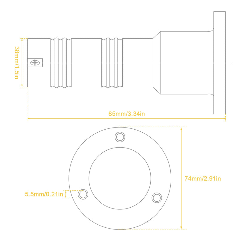 Mtsooning Boat Deck Fuel Filler, 1-1/2"(38mm) Steel Marine Gas Fill with Keyless Cap Hardware for Yacht Caravan RV Trucks Tractors and Trailer Fuel/Gas/Water/Waste Tanks