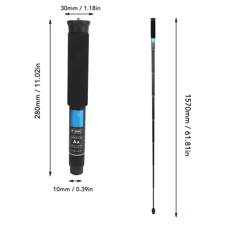 62 Inch Camera Monopod, 8 Sections Aluminum Camera Camcorder Monopod 157cm / 61.81in Portable Travel Selfie Stick DSLR Monopod, Trekking Pole for Hiking Camping