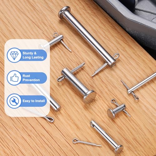 uxcell 20Pcs M6x90mm Clevis Pins, 304 Stainless Steel Single Hole Flat Head Clevis Pin Hairpin Location Pin with Cotter Pins for Trailer Latch Mechanics Repair Furniture Installation 20
