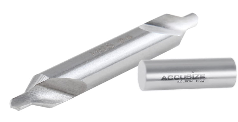 Accusize #4 HSS Center Drill, 0530-0400x10 | No.4, 5/16" x 1/8" x 2-1/8", 10 Pcs Pack, H.S.S. Center Drill Bits NO.4, 5/16" x 1/8" x 2-1/8", 10 pc