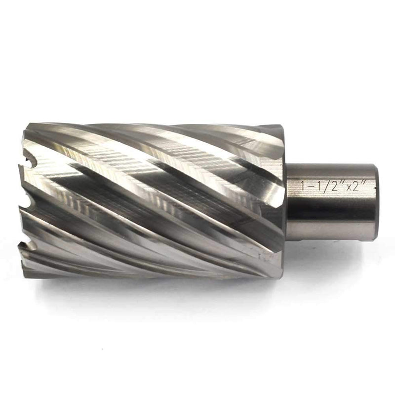 Annular Cutter JESTUOUS 3/4 Inch Weldon Shank 1-1/2 Cutting Diameter 2 Cutting Depth with Two-Flat HSS Kit for Magnetic Drill Press,1 Piece Silver