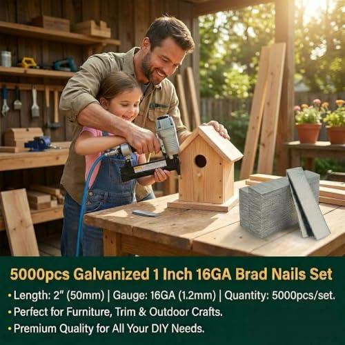 2500PC 2Inch 16 Gauge Galvanized Brad Nails, Finish Nails for RYOBI P326/P325/P326K/P326-PBP005 16GA Pneumatic & Cordless Brad Nailer