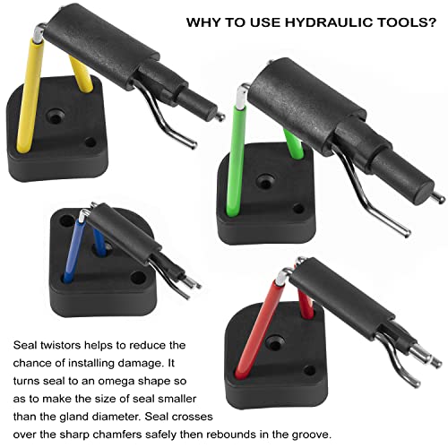 Hydraulic Seal Installation Tool Set, Hydraulic Cylinder Seal Twistor Kit with Two-Sided Seal Pick, UCup Twistor Cylinder Rod Seal Packing Install Kit (6pcs)