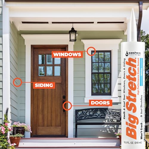 Sashco Big Stretch Acrylic Latex High Performance Caulking Sealant, 10.5 oz Cartridge, Clear
