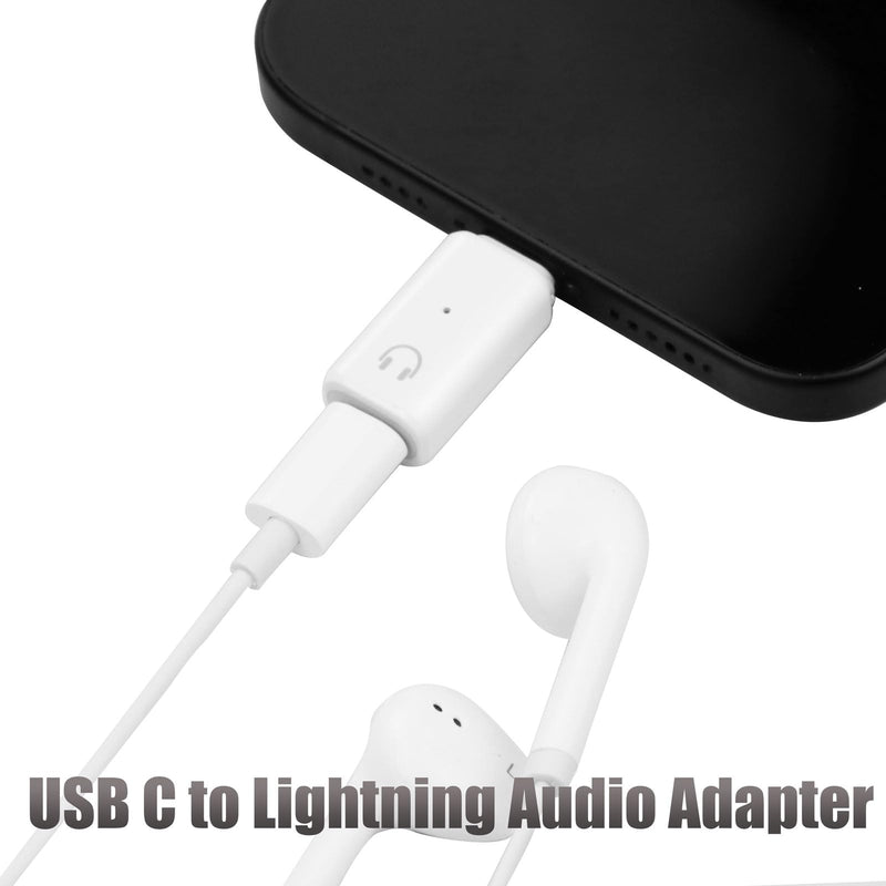 USB C to Lightning Audio Adapter (Not Support Data Transfer& Charging), USB C Male to Lightning Female Connector Headphone Adapter for iPhone 15 iPad Pro iMac Pro,MacBook 12 and more devices.