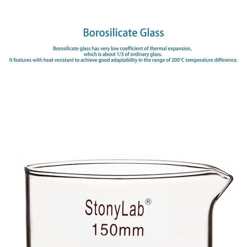 stonylab Crystallizing Dish with Spout and Heavy-Duty Rim, Borosilicate Glass Reusable Crystallizing Dishes for Crystallization and Evaporation, 1 Liter Capacity OD 150mm O.D. 150 mm