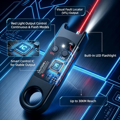 Portable VFL Red Light Fiber Optic Tester SC/FC/ST/LC LED Light (30KM) 30KM