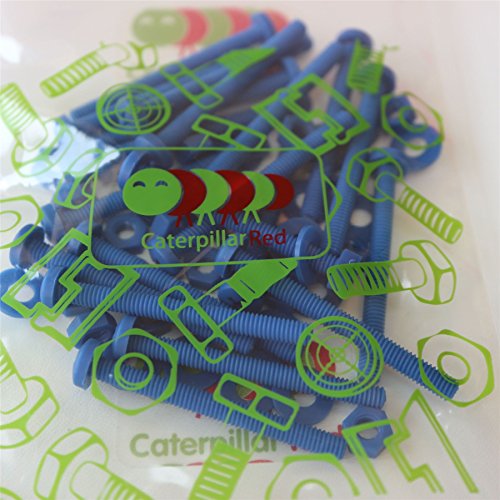 20x Blue PP Pan Head Cross Plastic Screws & Bolts M4 x 40mm, Nuts & Washers