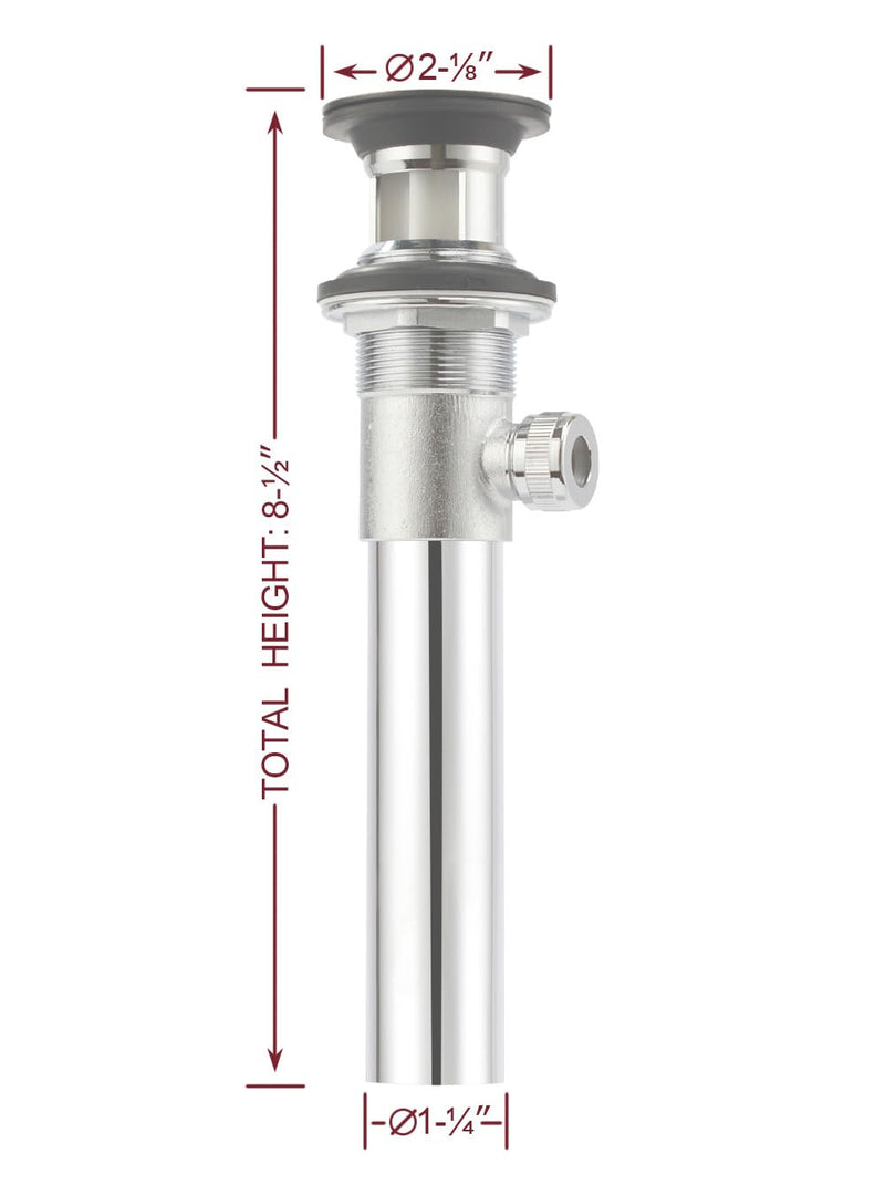 Purelux Bathroom Faucet Vanity Sink Metal Pop-Up Drain Stopper Assembly with Lift Rod and Overflow, Brushed Nickel Finish