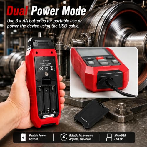 Digital Handheld Tachometer RPM Meter, 2-in-1 Contact and Non Contact Laser Photo Tachometer with Data Logging, RPM Measuring with USB PC Connection & Data Export