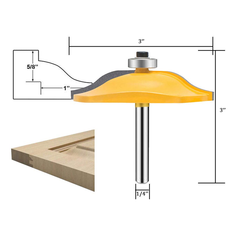 TAIWAIN 1/4 Inch Shank Groove Tongue Cutter Router bit, Raised Panel Cabinet Door with Back-Cutter Panel Round Over Tool, Door Wood CNC Milling Tool for Woodworking(D1-G) D1-G