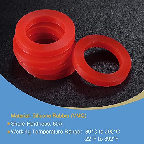 MECCANIXITY Silicone Rubber Flat Washer 1-1/4 Inch DN32 Gasket for Wrench Type Quick Connector, Red Pack of 5 1-1/4"