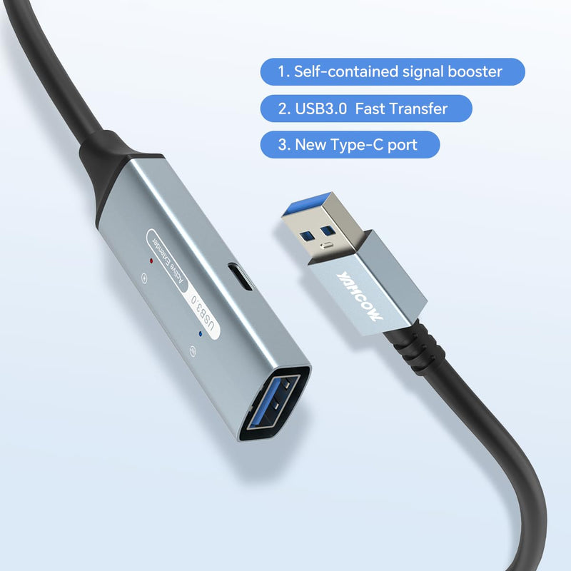 USB 3.0 Extension Cable USB Extender - 5Gbps high-Speed USB Extension Cable with Signal Amplifier for Keyboards,mice,PlayStations,Xboxes Flash Drives,Printers,Cameras and More (16ft) 16ft