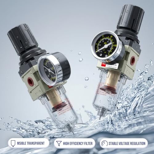 1/4 NPT Airbrush Regulator Air Compressor Moisture Water Trap Radial-semi-auto Drain 1/4"NPT