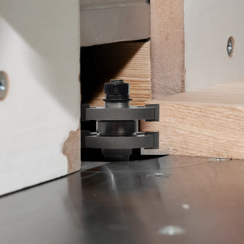 Pro Adjustable Tongue and Groove Router Bit Set 1/2 Inch Shank, T Shape Wood Milling Router Bit for Match Oak Hardwood Floor Wainscoting Boards Joinery 7/32" to 3/8" Space