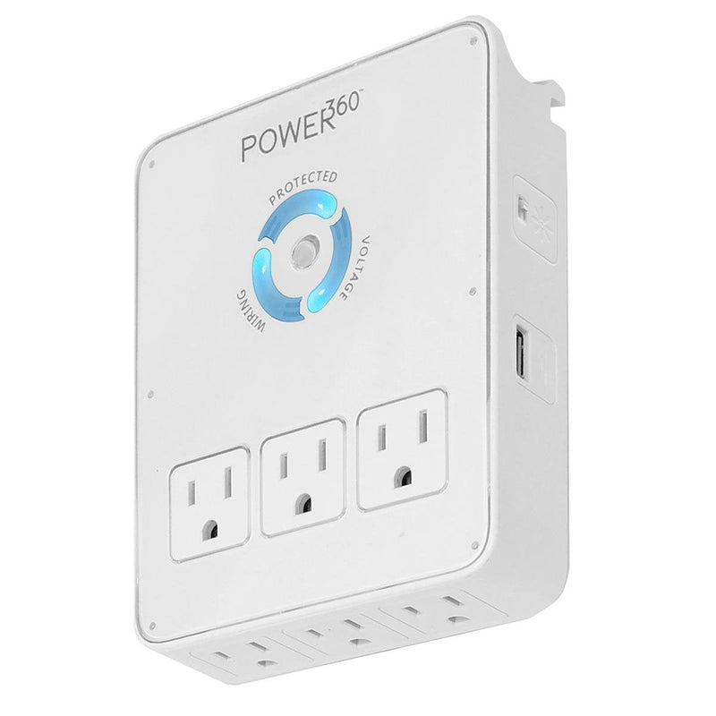 Panamax P360 Dock 6-Outlet Wall Tap/Charging Station, White, 6.8" x 2.9" x 5" Charging Station