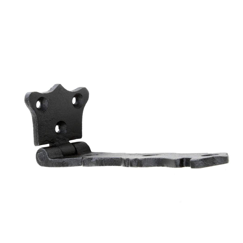 Renovators Supply Manufacturing Black Wrought Iron Shed Door Hinge 5.5 in Antique Fleur De Lis Style Decorative Flush Mount Cast Iron Barn Door Shed Hinge with Hardware Pack of 3