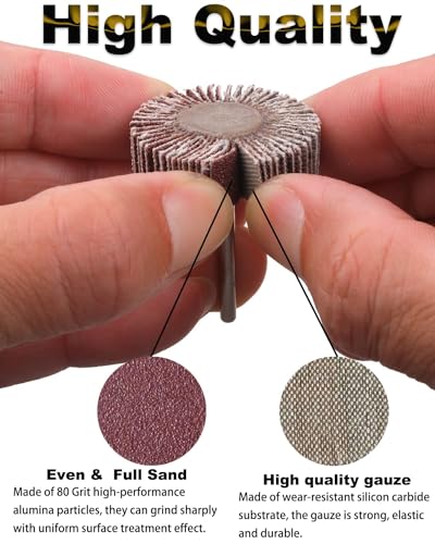 Rocaris 120 Grit 1/4" Abrasive Flap Wheel Sander Set, 30 Pack