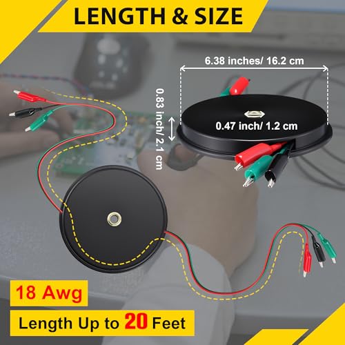 20ft Retractable 3 Wire Test Lead with 3 Alligator Clips 20FT