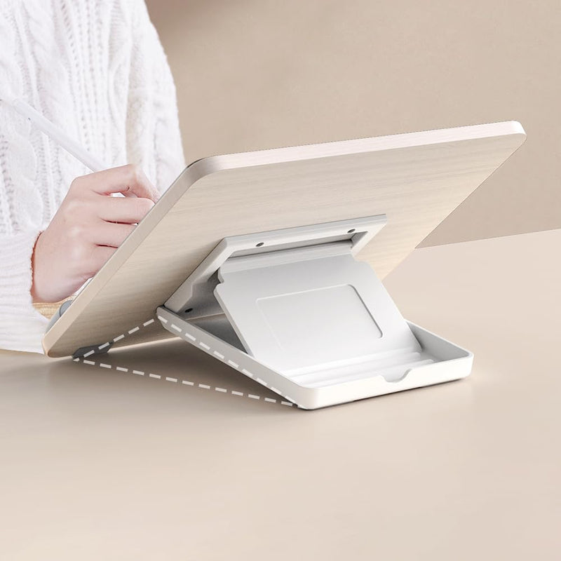 Tablet Holder Wood Stand,Wooden Laptop Tablet Multi-Function Stand - Adjustable Height Portable Computer Drawing Writing Board Holder, for iPad Pro 12.9/11,Air,Mini and More