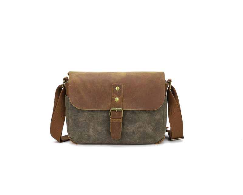 Camera Bag, SLR DSLR Waterproof Canvas Camera Case, Vintage Padded Shoulder Bag for Women and Men (Army Green) Army Green