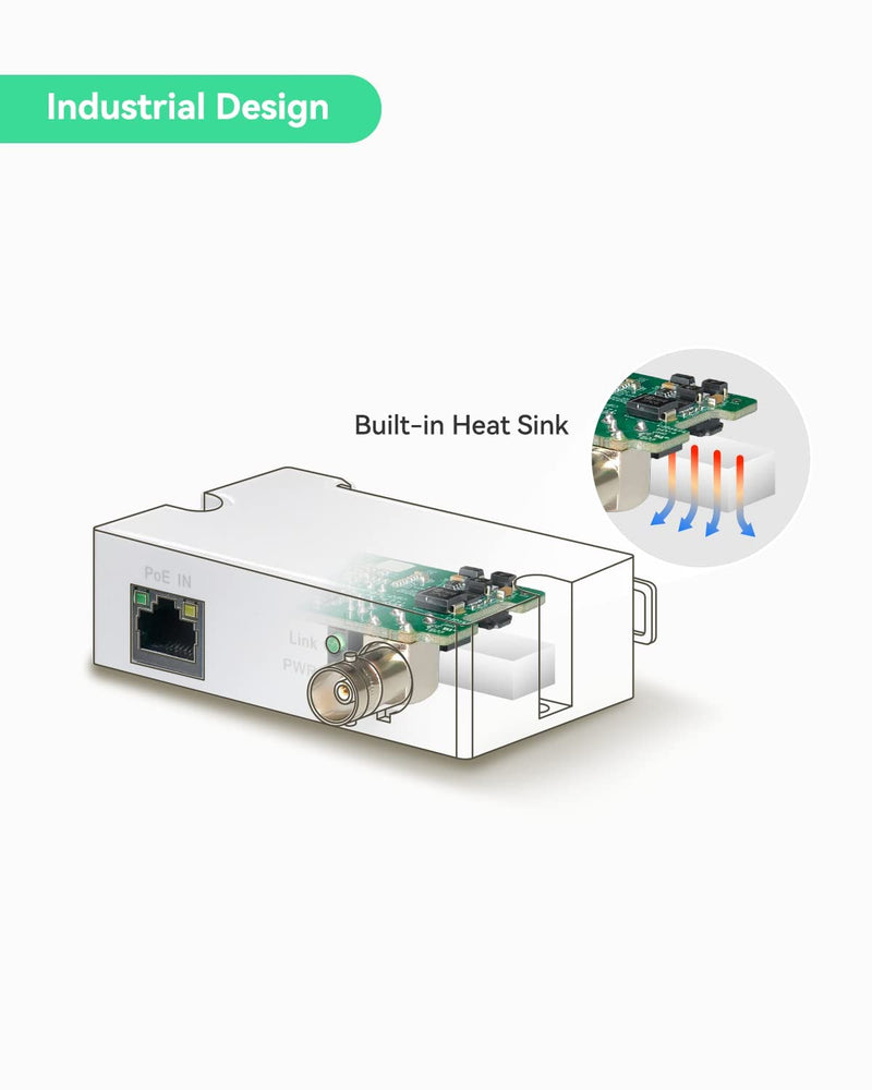 LINOVISION POE Over Coax EOC Converter IP Over Coax Max 3000ft Power and Data Transmission Over Regular RG59 Coaxial Cable for Upgrading Analog Surveillance System to IP Surveillance System 1 pack