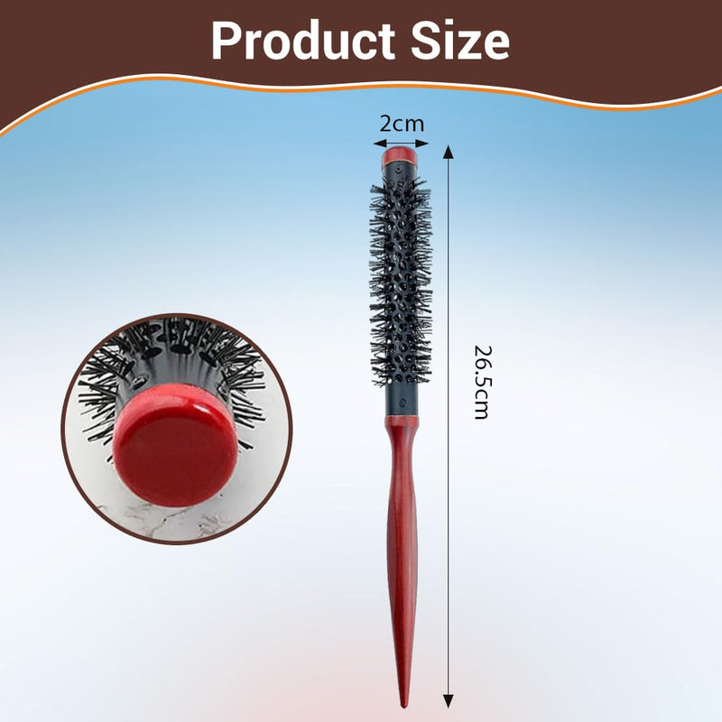 Mini Quiff Roller Brush, 1/2 Inch Portable Travel Curling Brush for Short Fine Hair, Nylon Bristles and Wooden Handle, Blow Dryer Styling Tool‌