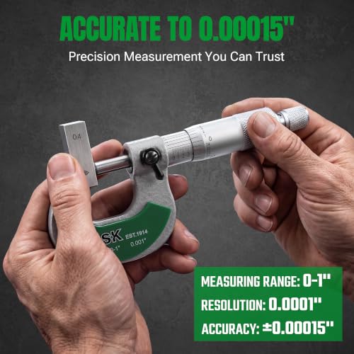 SK 0-1" Outside Micrometer, 0.0001" Resolution, ±0.00015" Accuracy