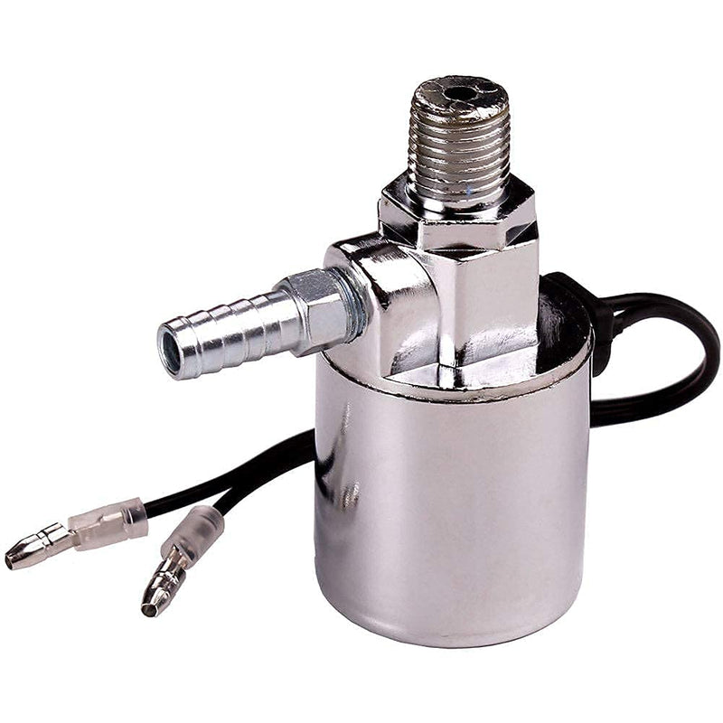 FARBIN Air Horn Solenoid Valve 1/4" NPT 12V/24V universally Electric Air Valve (Solenoid) for Train Air Horn Chrome Plated Metal Housing (Solenoid Valve, 12V/24V)