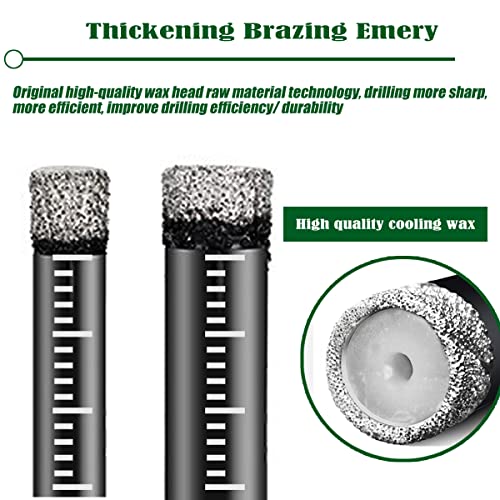 8 PCS Black Dry Diamond Drill Bits Set, Hex Shank Diamond Hole Saw Kit with Storage Bottle, for Granite Marble Tile Ceramic Stone Glass Hard Materials (Not for Wood) with Size 3/16'' to 9/16''