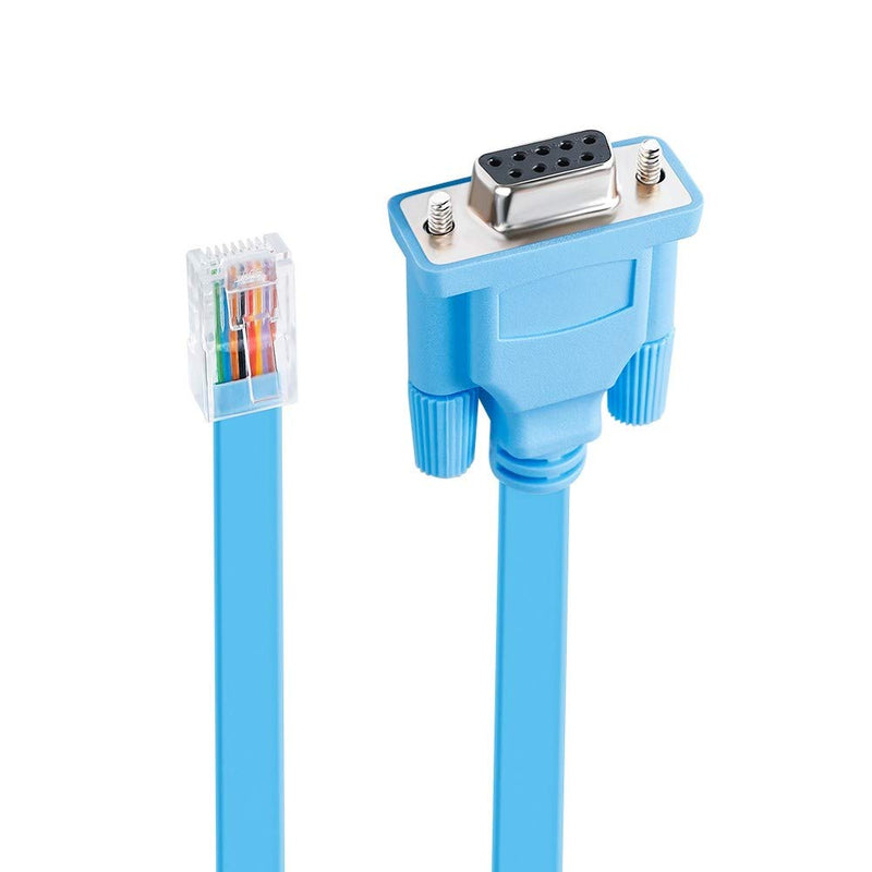 DTECH DB9 to RJ45 Console Cable Cisco Device Management Serial Adapter (6 Feet, Blue)