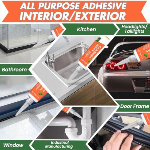 RTV Silicone Adhesive Sealant – 100% Silicone, Waterproof, Strong Adhesion, Shrink & Crack Resistant, All-Purpose Caulk for Car, Kitchen, Bathroom, Window & Door Sealing – 3.4 Fl. Oz (Grey) Grey