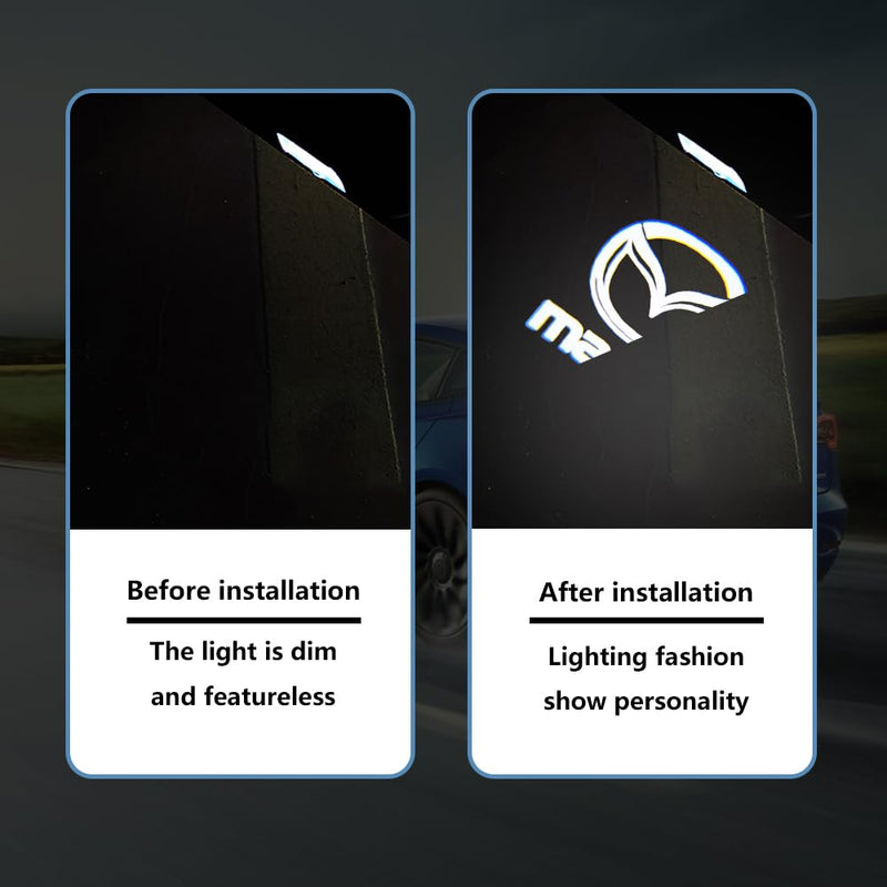 2Pcs Compatible for Mazzda 6 2018-2021 Non-Fading Car Door Logo Projector Lights LED Door Courtesy Welcome Ghost Shadow Light Puddle Lamp (mzda, fit for mazzda 6 2018-2021) mzda