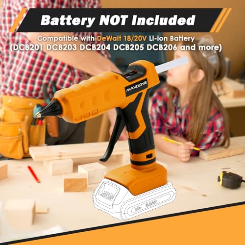 100W Cordless Hot Glue Gun for DeWalt 20V MAX Battery (Tool Only) Wireless Power Glue Gun Full Size with 12pcs Glue Sticks(0.43")(11mm) for Art DIY Craft Home Repair School(Battery Not Included) 100w glue gun for Dewalt