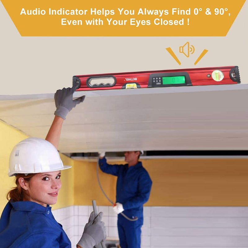24 inch Digital Magnetic Level, Digital Smart Torpedo Level Tool ElectronicLevel Tool and Protractor - Master Precision - IP54 Dustproof and Waterproof with Carrying Bag LEVEL-D-19A