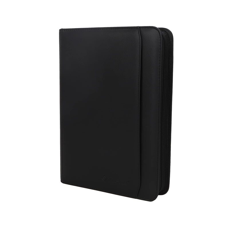 Business Portfolio with Zipper 3 Ring Binder Organizer - PU Leather Folder Padfolio Document Organizer with Solar Calculator,Writing Pad Zippered Portfolio With 3 Ring Binder+calculator