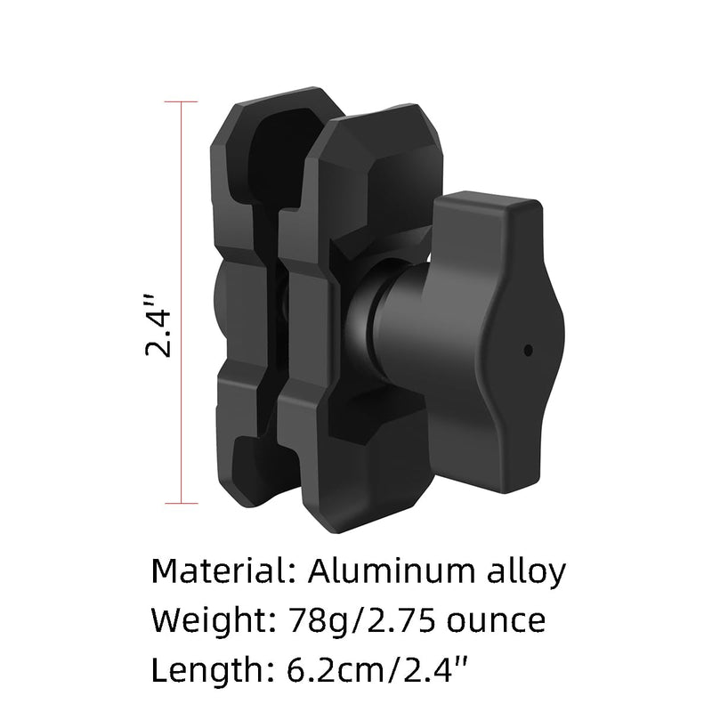 Short Double Socket Arm Compatible with RAM Mounts and Other B Size 1'' Ball Phone Holder (Length 2.4'', Aluminum Alloy Material) 2.4"