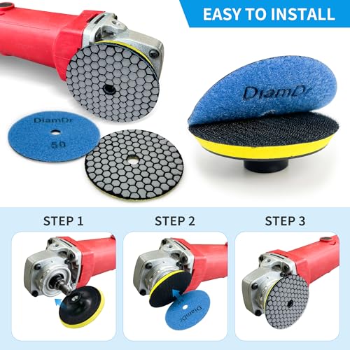 Dry Diamond Polishing Pads,6 Inch Polishing Pads Set of 8 Pieces Plus 6 inch-50-6000