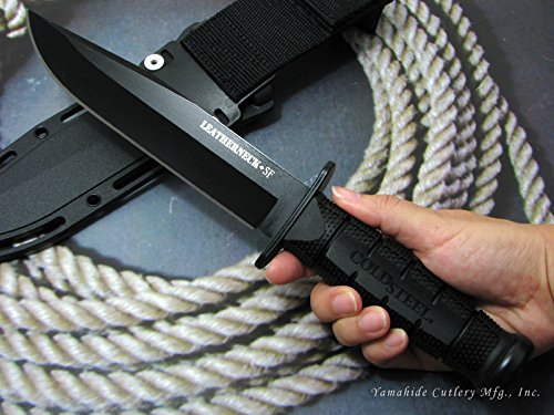 Cold Steel Leatherneck SF 6-3/4" German D2 Steel w/Black Powdercoat Clip Point Fixed Blade Outdoor Camping Hunting Utility Knife | 5" Kray-Ex Handle, Weather-Resistant Secure-Ex Sheath Boxed (CS-39LSFC)