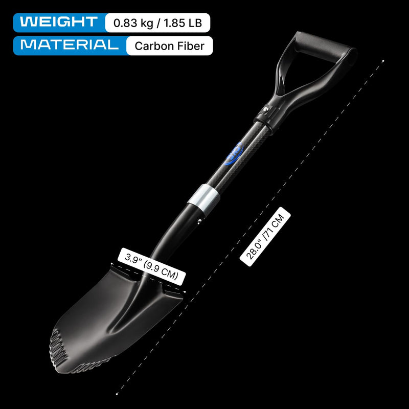 CKG Small Shovel Carbon 28 Inches Lightweight Camping Portable Shovel Ideal for Digging, Small Garden Shovel with D Handle Round Point Blade Camp Shovel Black