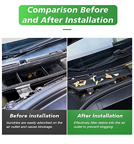 KEYOOG Fit for 2017-2020 Model 3 Air Intake Grille, ABS Plastic Air Vent Intake Air Flow Vent Protection Cover Inlet Cover, Protect Net Moth Leaves Insect Guard Grille Cover Fit 2017-2020
