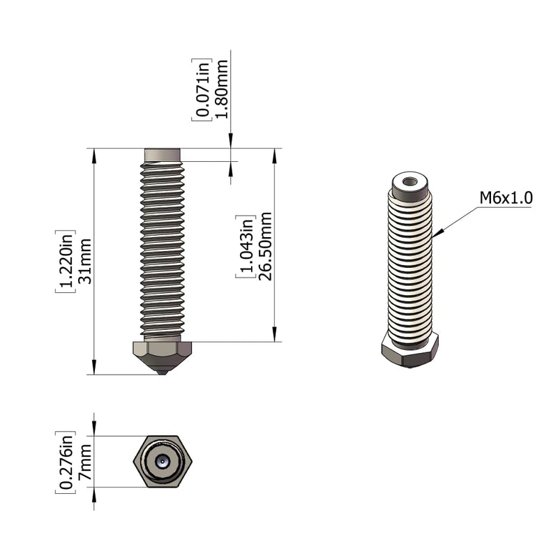 Tungsten Carbide Nozzle 0.6mm for Elegoo OrangeStorm Giga 3D Printer, High Thermal Conductivity Abrasion Resistance for Precision Additive Manufacturing Tungsten Carbide