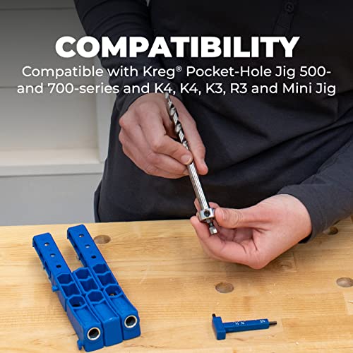 Kreg KPHA308 Easy-Set Pocket Hole Drill Bit with Stop Collar & Gauge/Hex Wrench (Pack of 2) 3/8" x 6" (Pack of 2)