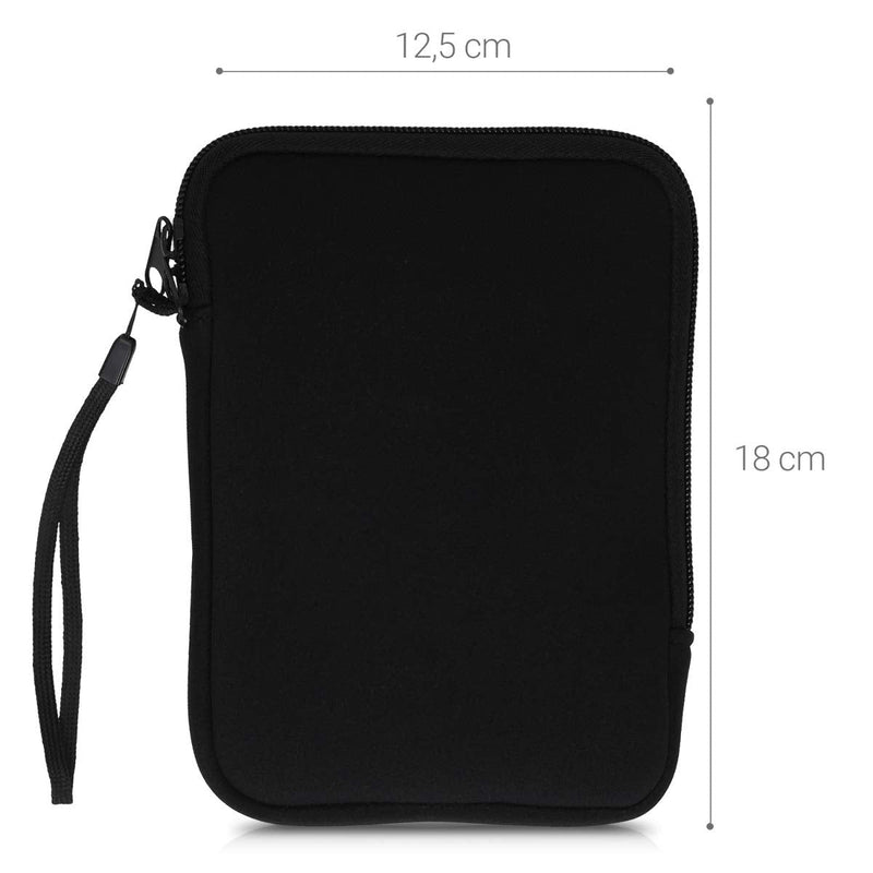 kwmobile Neoprene e-Reader Pouch Size 6" eReader - Universal eBook Sleeve Case with Zipper - Black